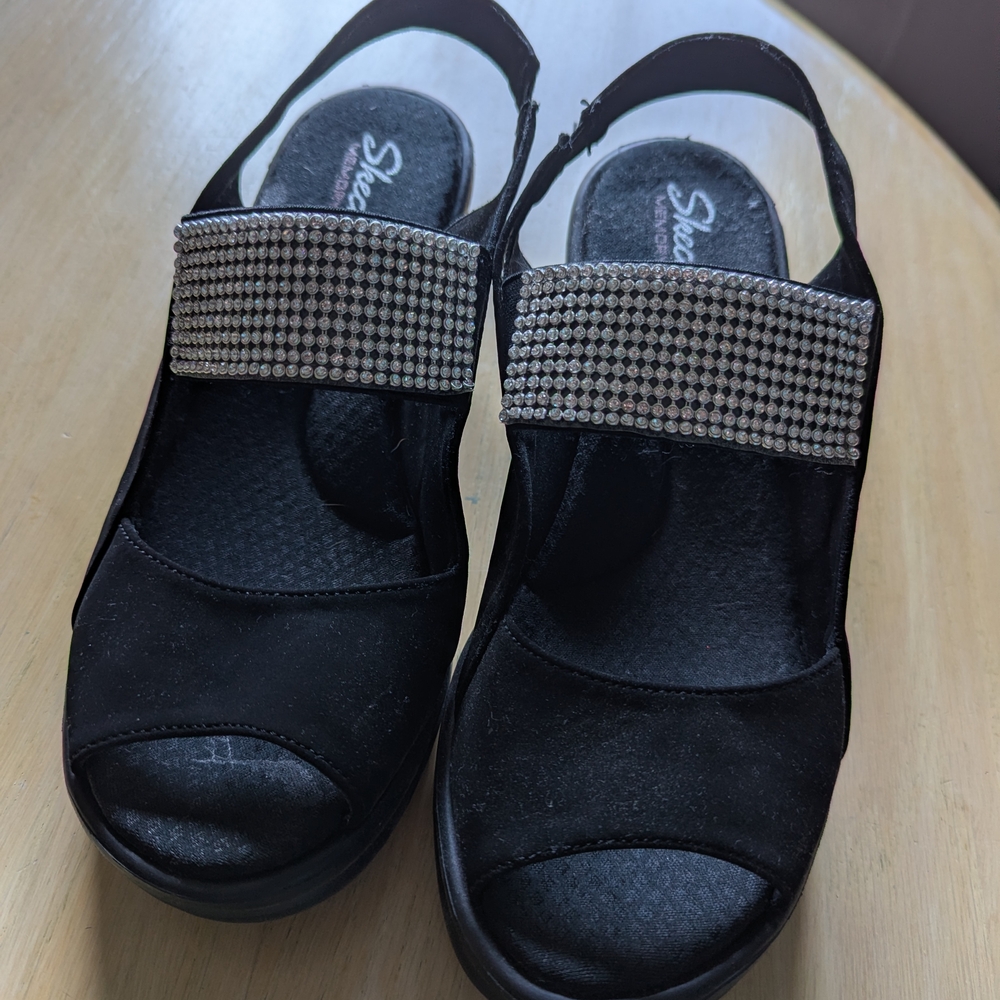 Black Women's Sandals with Silver Accents